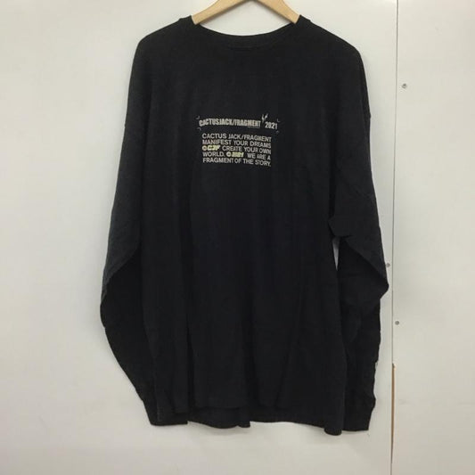 カクタスジャック Cactus Jack カットソー 長袖 長袖カットソー プリントカットソー クルーネック XL ロゴ、文字 黒 / ブラック /  メンズ USED 古着 中古 10143188