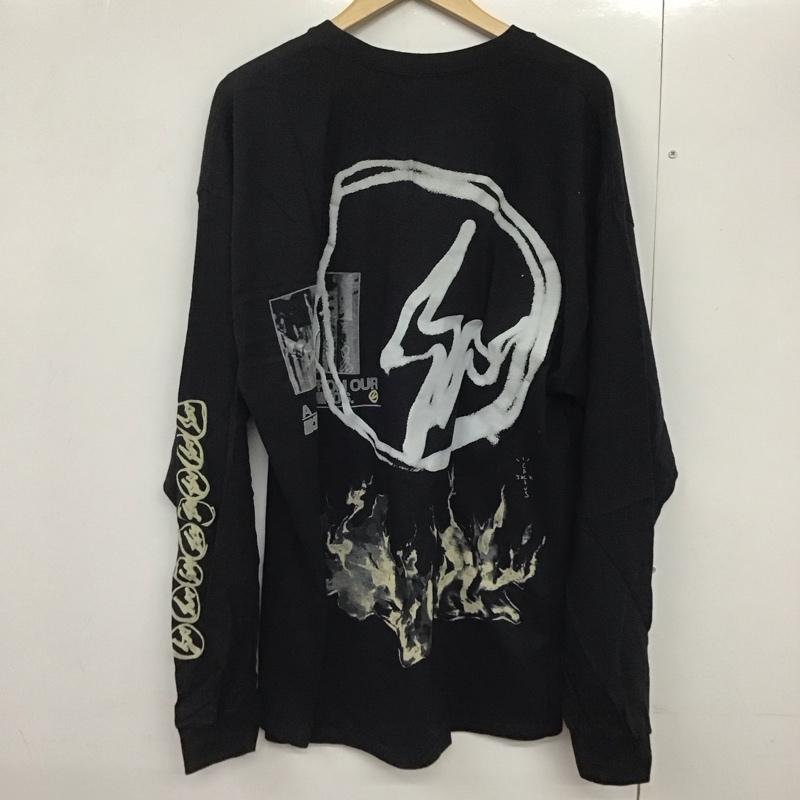 カクタスジャック Cactus Jack カットソー 長袖 長袖カットソー プリントカットソー クルーネック XL ロゴ、文字 黒 / ブラック /  メンズ USED 古着 中古 10143188