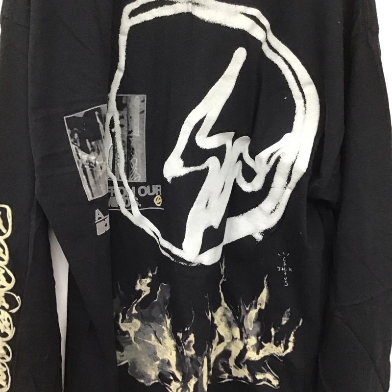 カクタスジャック Cactus Jack カットソー 長袖 長袖カットソー プリントカットソー クルーネック XL ロゴ、文字 黒 / ブラック /  メンズ USED 古着 中古 10143188
