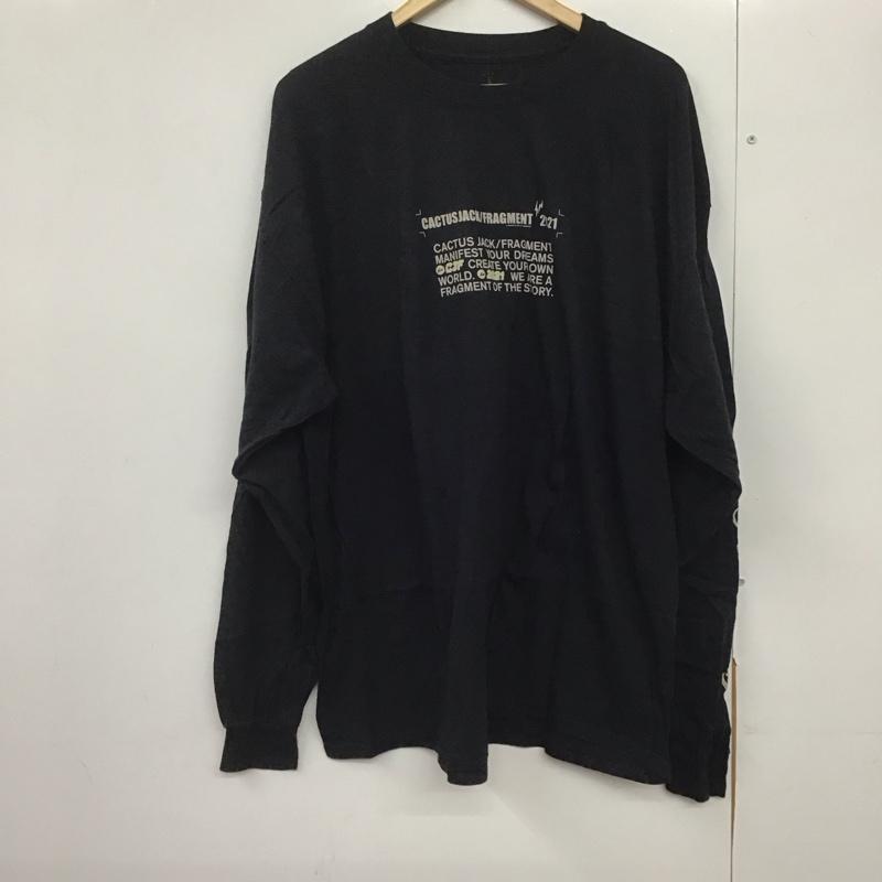 カクタスジャック Cactus Jack カットソー 長袖 長袖カットソー プリントカットソー クルーネック XL ロゴ、文字 黒 / ブラック /  メンズ USED 古着 中古 10143199
