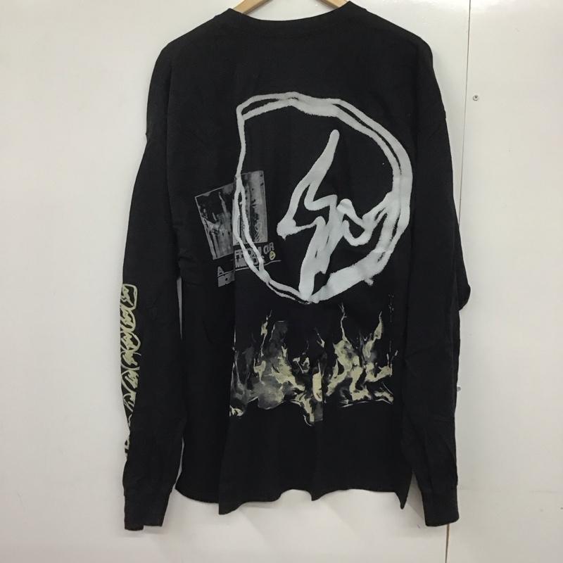 カクタスジャック Cactus Jack カットソー 長袖 長袖カットソー プリントカットソー クルーネック XL ロゴ、文字 黒 / ブラック /  メンズ USED 古着 中古 10143199