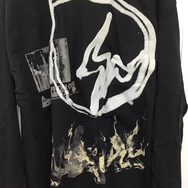 カクタスジャック Cactus Jack カットソー 長袖 長袖カットソー プリントカットソー クルーネック XL ロゴ、文字 黒 / ブラック /  メンズ USED 古着 中古 10143199