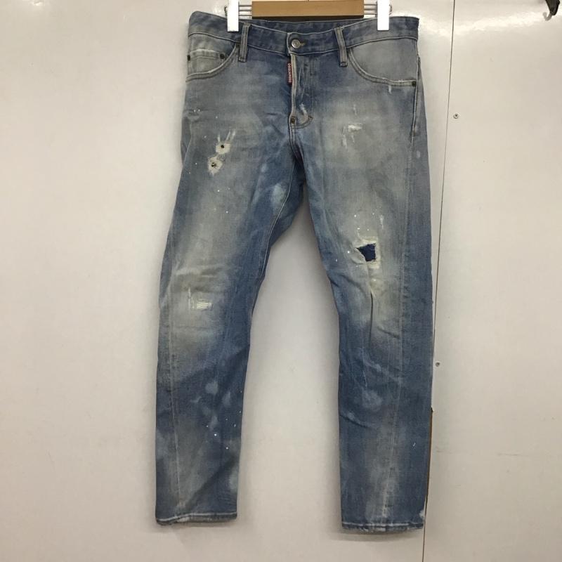 ディースクエアード DSQUARED2 パンツ デニム、ジーンズ デニムパンツ スリムパンツ カジュアルパンツ ストレッチパンツ 48インチ ダメージ加工 インディゴ / インディゴ /  メンズ USED 古着 中古 10143220