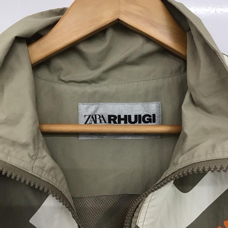 ザラ ZARA ジャケット、上着 ジャンパー、ブルゾン ナイロンジャケット ジップアップネック アウター プルオーバー L ロゴ、文字 ベージュ / ベージュ /  メンズ USED 古着 中古 10143238