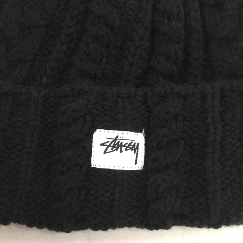 ステューシー STUSSY 帽子 ニット帽 ロゴ、文字 黒 / ブラック /  メンズ USED 古着 中古 10143304
