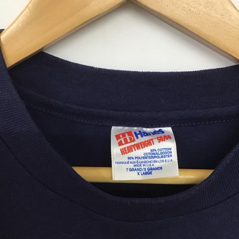 ヘインズ HANES Tシャツ 半袖 XL プリント 紺 / ネイビー /  メンズ USED 古着 中古 10143342