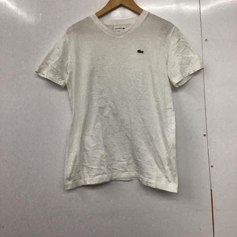 ラコステ LACOSTE Tシャツ 半袖 半袖カットソー プリントTシャツ Vネックカットソー 2 ロゴ、文字 白 / ホワイト /  メンズ USED 古着 中古 10143418