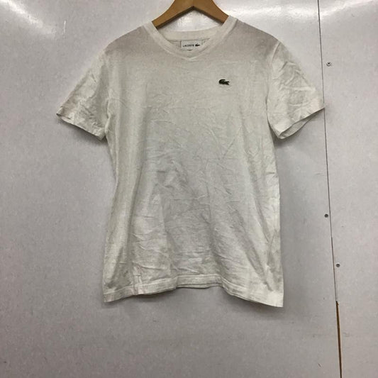 ラコステ LACOSTE Tシャツ 半袖 半袖カットソー プリントTシャツ Vネックカットソー 2 ロゴ、文字 白 / ホワイト /  メンズ USED 古着 中古 10143418