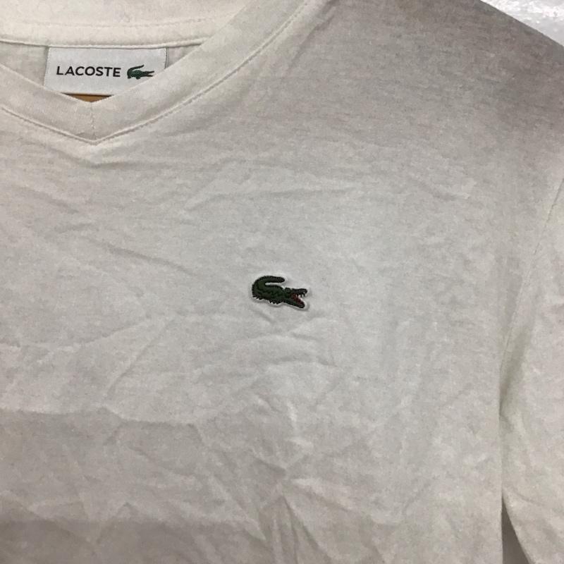 ラコステ LACOSTE Tシャツ 半袖 半袖カットソー プリントTシャツ Vネックカットソー 2 ロゴ、文字 白 / ホワイト /  メンズ USED 古着 中古 10143418