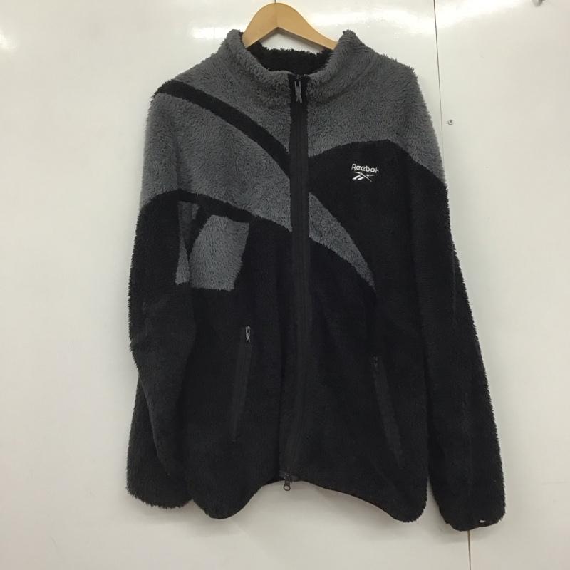 リーボック Reebok ジャケット、上着 ジャケット、ブレザー gv3485 フリースジャケット ジップアップジャケット 0 ロゴ、文字 黒 / ブラック / X 灰 / グレー /  メンズ USED 古着 中古 10143431