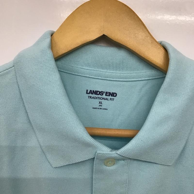 ランズエンド LANDS END ポロシャツ 半袖 半袖ポロシャツ カラーシャツ 半袖カットソー XL 無地 水色 / ライトブルー /  メンズ USED 古着 中古 10143489