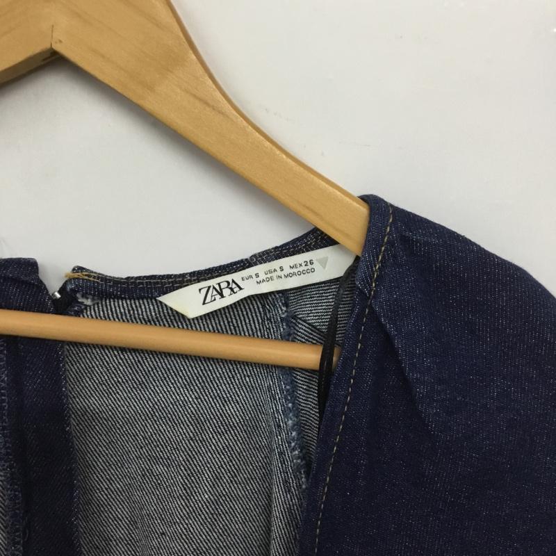 ザラ ZARA ワンピース ロングスカート デニムワンピース ロングワンピース 半袖ワンピース S 無地 インディゴ / インディゴ /  レディース USED 古着 中古 10143593