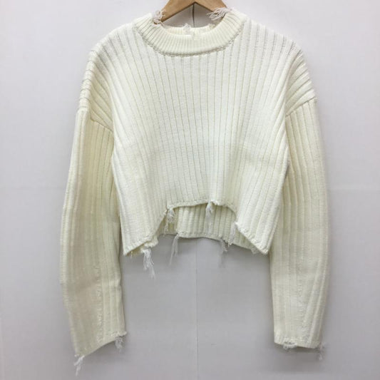 エモダ EMODA ニット、セーター 長袖 FREE ダメージ加工 白 / ホワイト /  レディース USED 古着 中古 10143643