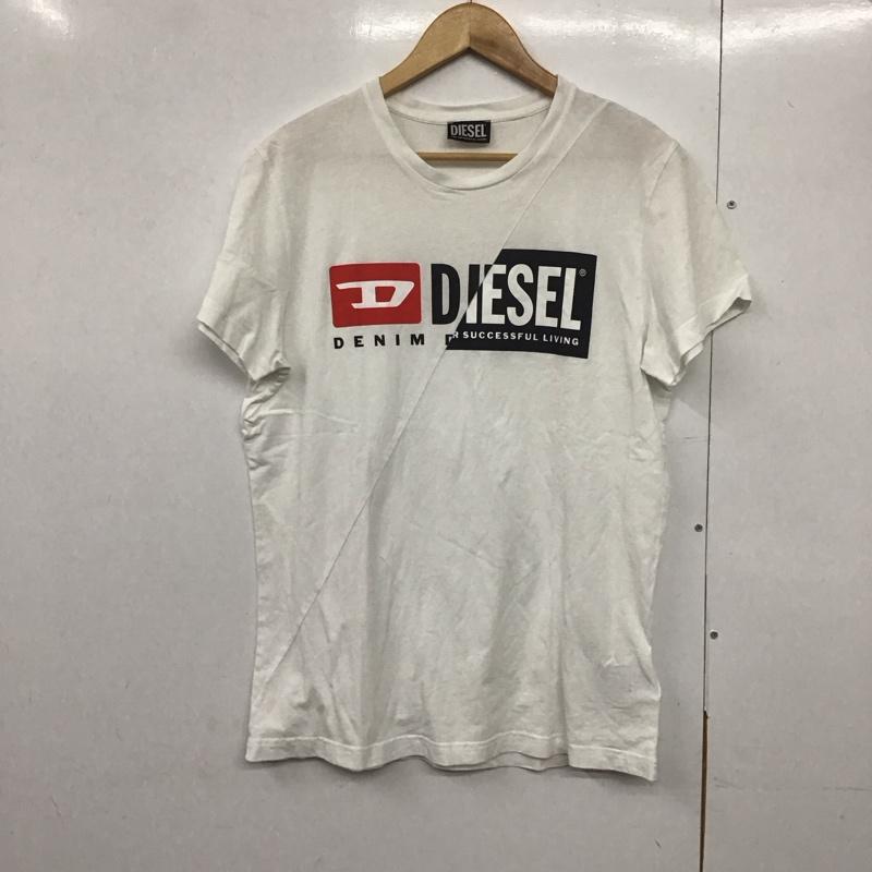 ディーゼル DIESEL Tシャツ 半袖 半袖カットソー プリントTシャツ クルーネックカットソー XL ロゴ、文字 白 / ホワイト /  メンズ USED 古着 中古 10143684