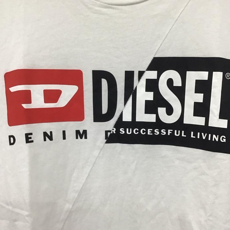 ディーゼル DIESEL Tシャツ 半袖 半袖カットソー プリントTシャツ クルーネックカットソー XL ロゴ、文字 白 / ホワイト /  メンズ USED 古着 中古 10143684