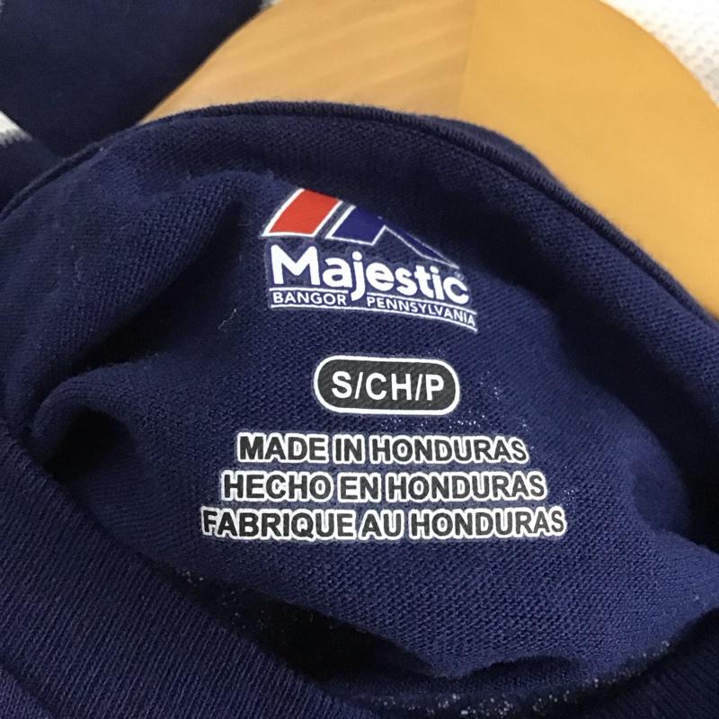 マジェスティック MAJESTIC Tシャツ 半袖 半袖カットソー プリントTシャツ クルーネックカットソー S ロゴ、文字 紺 / ネイビー /  メンズ USED 古着 中古 10143685