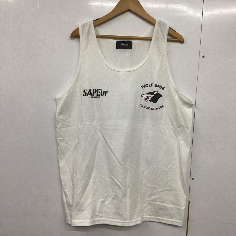 サプール SAPEur タンクトップ タンクトップ a0023-373 タンクトップ ノースリーブカットソー L プリント 白 / ホワイト /  メンズ USED 古着 中古 10143686