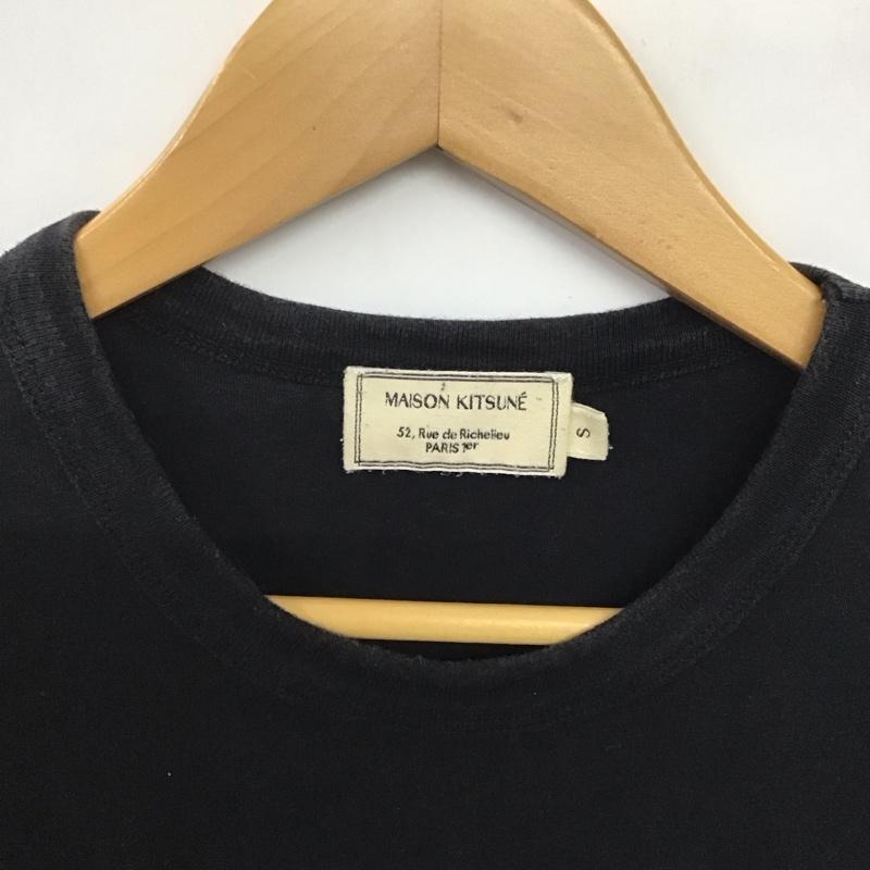 メゾンキツネ MAISON KITSUNE Tシャツ 半袖 半袖カットソー プリントTシャツ クルーネックカットソー S ロゴ、文字 黒 / ブラック /  メンズ USED 古着 中古 10143687