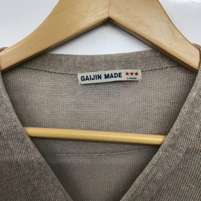 ガイジンメイド GAIJIN MADE カーディガン 半袖 半袖カーディガン 前開き 薄手 フロントボタン L 無地 ベージュ / ベージュ /  メンズ USED 古着 中古 10143698