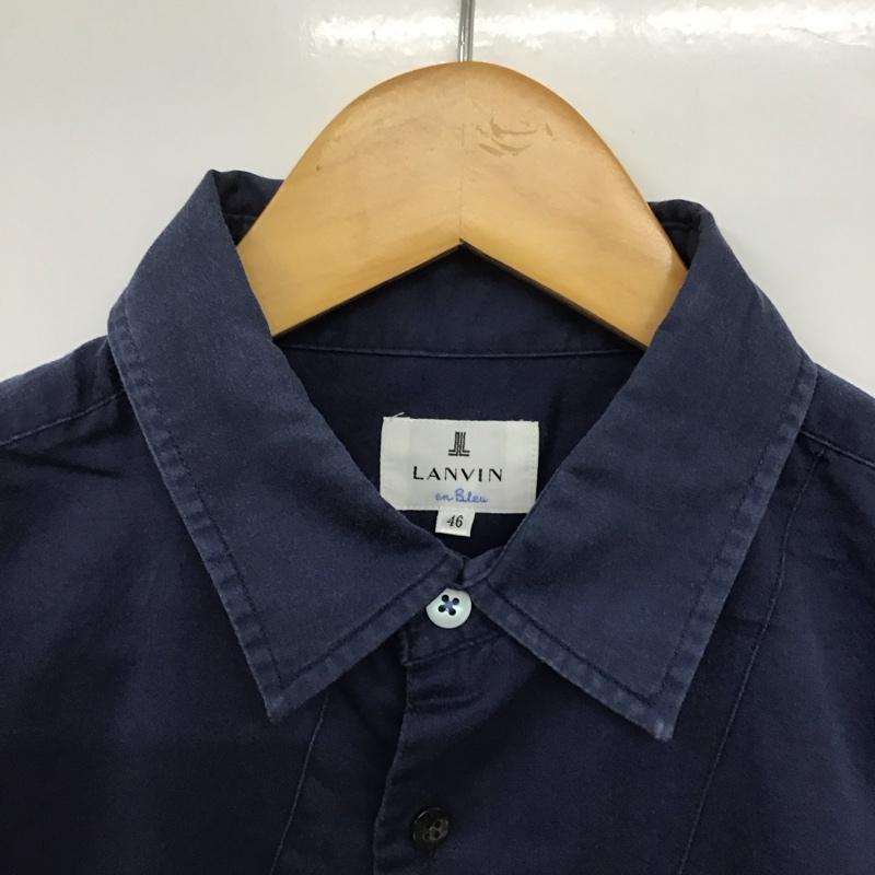 ランバンオンブルー LANVIN en Bleu シャツ、ブラウス 長袖 長袖シャツ 無地シャツ カラーシャツ 46 無地 紺 / ネイビー /  メンズ USED 古着 中古 10143705