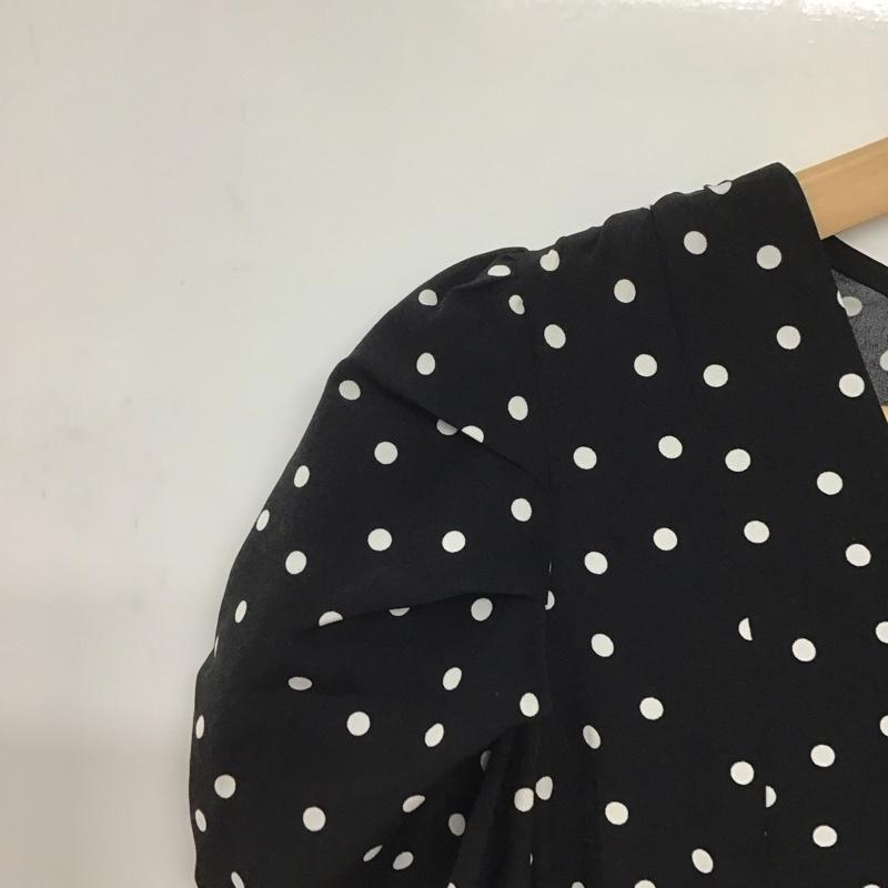 オリーブデオリーブ OLIVE des OLIVE ワンピース ロングスカート 半袖ロングワンピース フレアスカート ウエスト切り替え パフスリーブ FREE 総柄 黒 / ブラック /  レディース USED 古着 中古 10143719