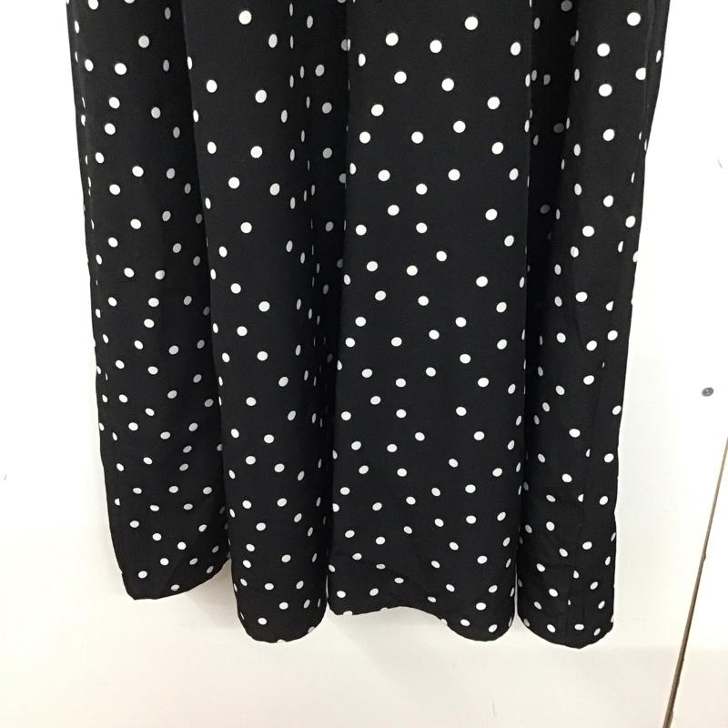 オリーブデオリーブ OLIVE des OLIVE ワンピース ロングスカート 半袖ロングワンピース フレアスカート ウエスト切り替え パフスリーブ FREE 総柄 黒 / ブラック /  レディース USED 古着 中古 10143719