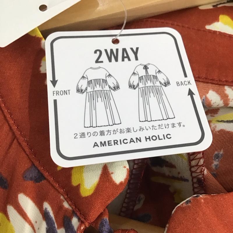 アメリカンホリック AMERICAN HOLIC ワンピース ロングスカート 長袖ロングワンピース ノーカラーシャツワンピース フレアスカート FREE プリント マルチカラー / マルチカラー /  レディース USED 古着 中古 10143727