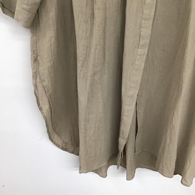 ミラオーウェン Mila Owen ワンピース ロングスカート 長袖ロングスカート シャツワンピース ノーカラーワンピース フロントボタン ONE SIZE 無地 ベージュ / ベージュ /  レディース USED 古着 中古 10143728