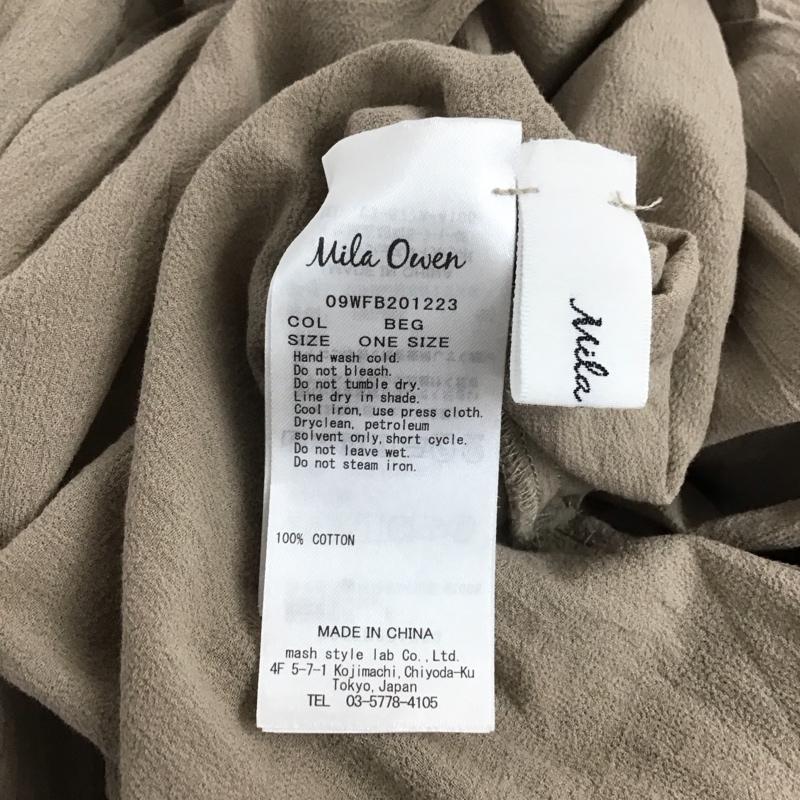 ミラオーウェン Mila Owen ワンピース ロングスカート 長袖ロングスカート シャツワンピース ノーカラーワンピース フロントボタン ONE SIZE 無地 ベージュ / ベージュ /  レディース USED 古着 中古 10143728