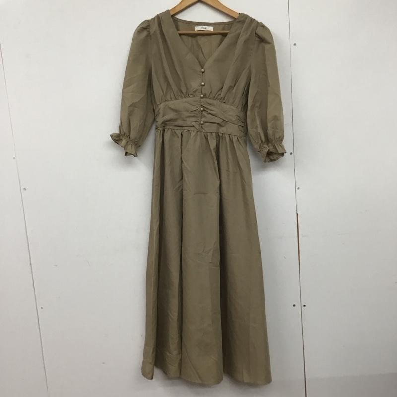 フィフス fifth ワンピース ロングスカート 半袖ロングワンピース フレアスカート ウエスト切り替え S 無地 ベージュ / ベージュ /  レディース USED 古着 中古 10143738