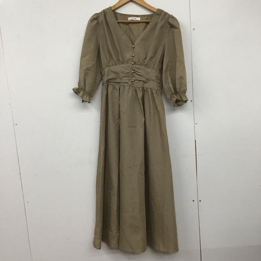 フィフス fifth ワンピース ロングスカート 半袖ロングワンピース フレアスカート ウエスト切り替え S 無地 ベージュ / ベージュ /  レディース USED 古着 中古 10143738