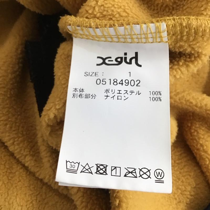 エックスガール X-girl ワンピース ロングスカート 05184902 フリース ハーフジップ 1 ロゴ、文字 黄 / イエロー / X 黒 / ブラック /  レディース USED 古着 中古 10143844