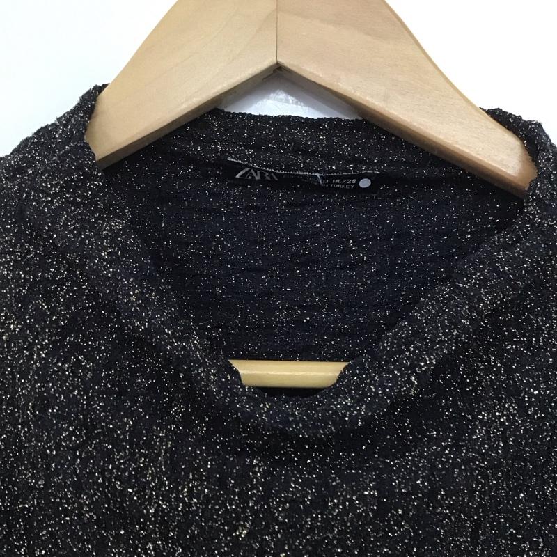 ザラ ZARA カットソー 半袖 M 無地 黒 / ブラック /  レディース USED 古着 中古 10143994