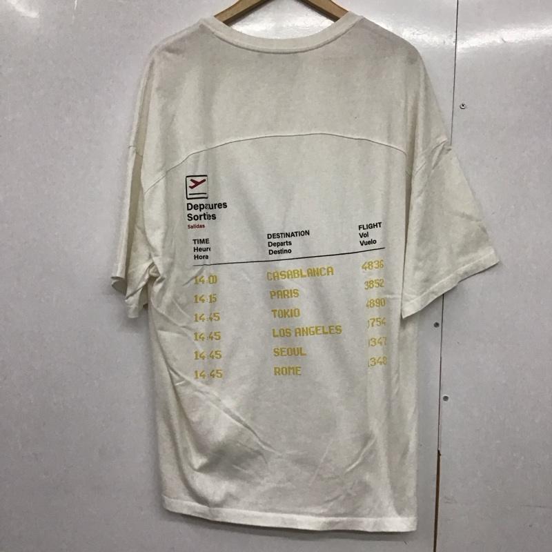 ザラ ZARA Tシャツ 半袖 オーバーサイズ バックロゴ クルーネック L ロゴ、文字 白 / ホワイト /  メンズ USED 古着 中古 10144066