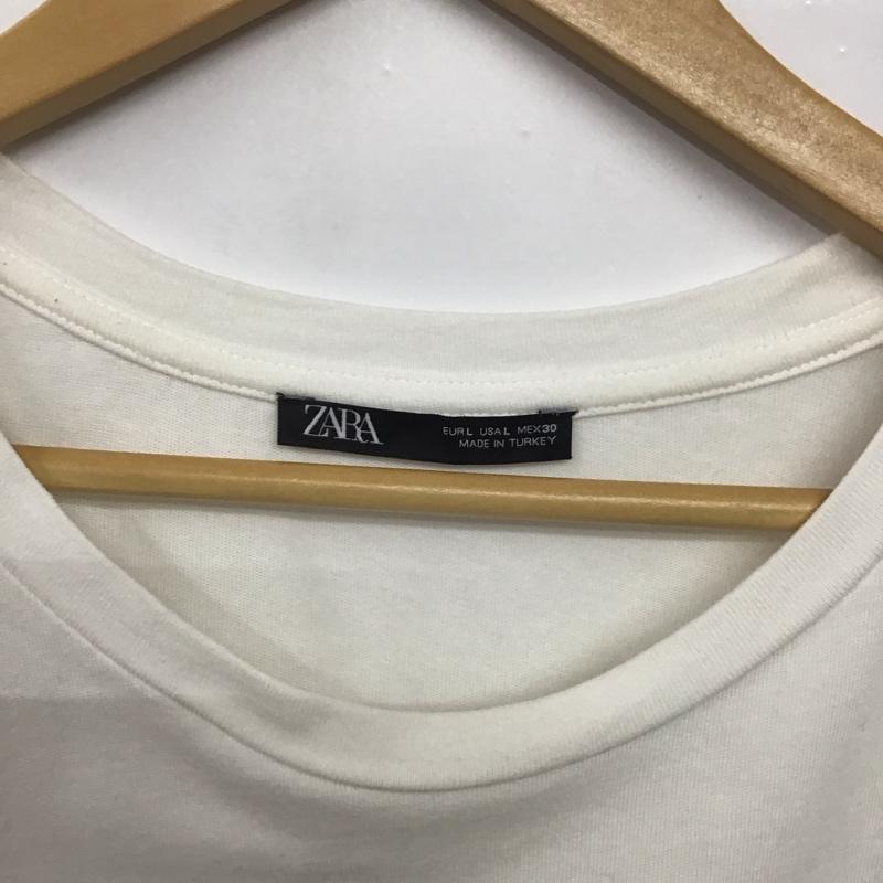 ザラ ZARA Tシャツ 半袖 オーバーサイズ バックロゴ クルーネック L ロゴ、文字 白 / ホワイト /  メンズ USED 古着 中古 10144066