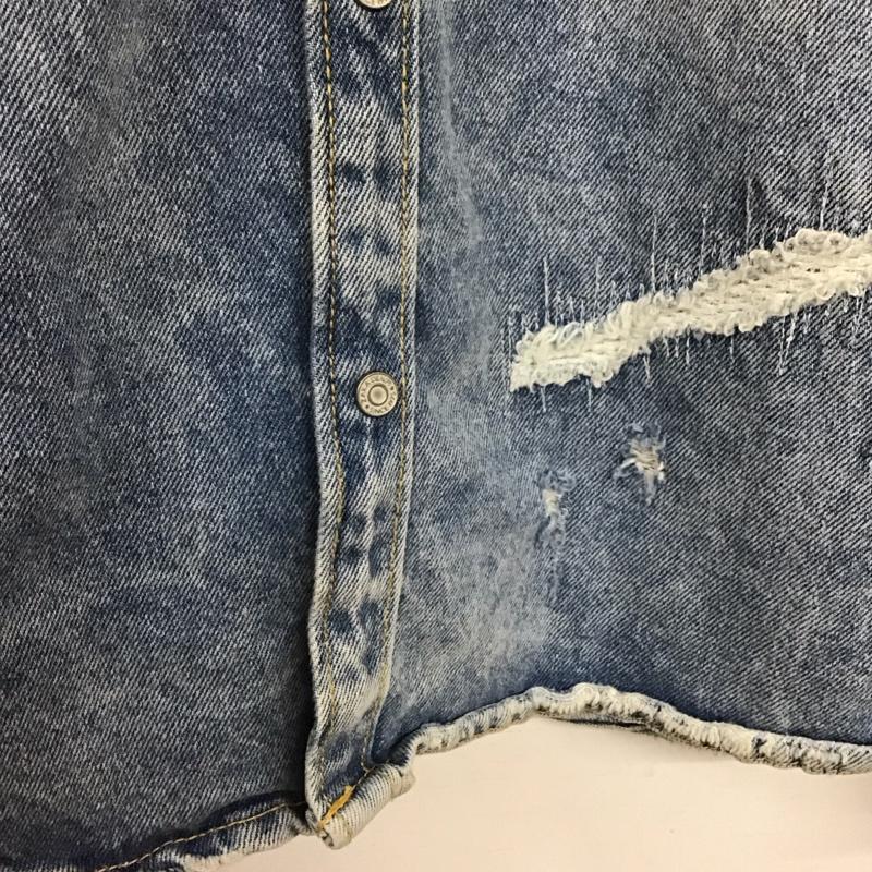 ザラ ZARA シャツ、ブラウス 長袖 6917 420 427 デニムシャツ S ダメージ加工 青 / ブルー /  メンズ USED 古着 中古 10144075
