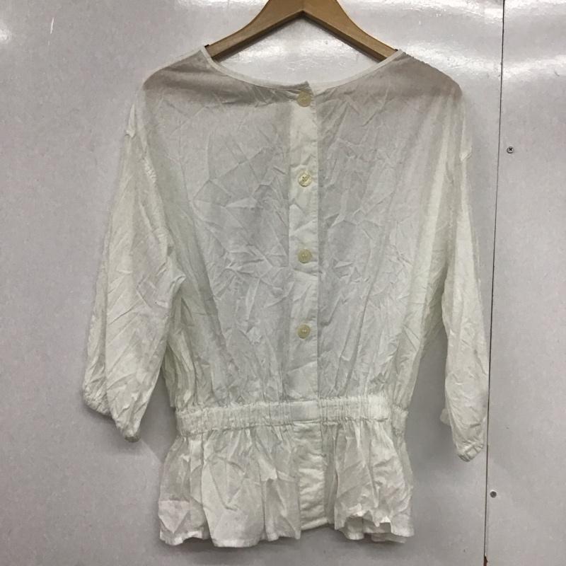 ニコアンド niko and... カットソー 七分袖 TR83DB02TO ギャザープルオーバー M 無地 白 / ホワイト /  レディース USED 古着 中古 10144123