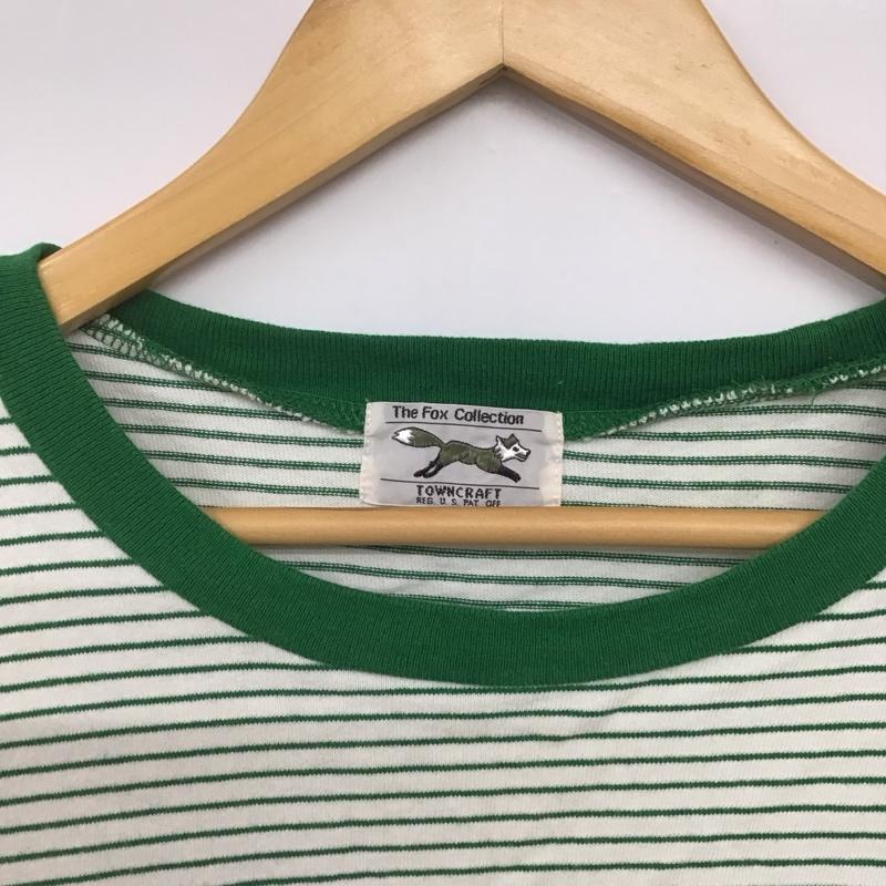 フリークスストア FREAK S STORE Tシャツ 半袖 半袖カットソー プリントTシャツ クルーネックカットソー thefoxcollection M ボーダー柄 白 / ホワイト / X 緑 / グリーン /  メンズ USED 古着 中古 10144168