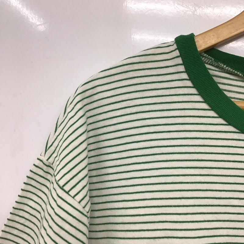 フリークスストア FREAK S STORE Tシャツ 半袖 半袖カットソー プリントTシャツ クルーネックカットソー thefoxcollection M ボーダー柄 白 / ホワイト / X 緑 / グリーン /  メンズ USED 古着 中古 10144168