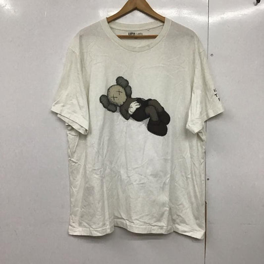 ユニクロ UNIQLO Tシャツ 半袖 341-446312 Tシャツ クルーネックカットソー プリントTシャツ プリント 白 / ホワイト /  メンズ USED 古着 中古 10144169