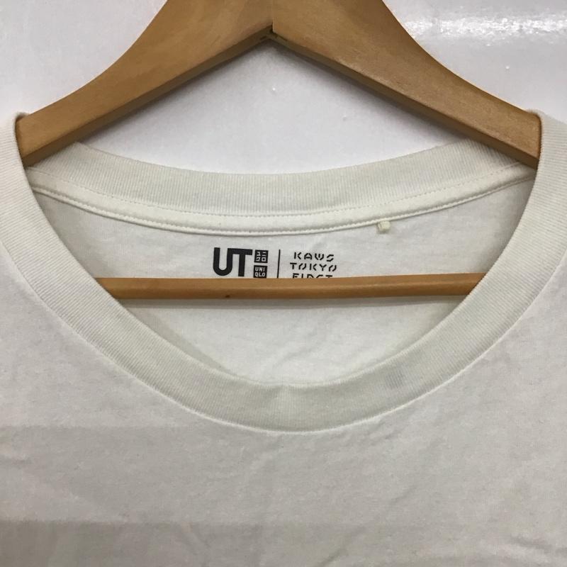 ユニクロ UNIQLO Tシャツ 半袖 341-446312 Tシャツ クルーネックカットソー プリントTシャツ プリント 白 / ホワイト /  メンズ USED 古着 中古 10144169