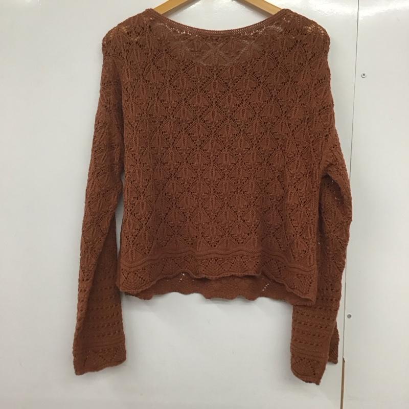 ザラ ZARA ニット、セーター 長袖 長袖ニットカットソー クルーネック セーター S 総柄 茶 / ブラウン /  レディース USED 古着 中古 10144208