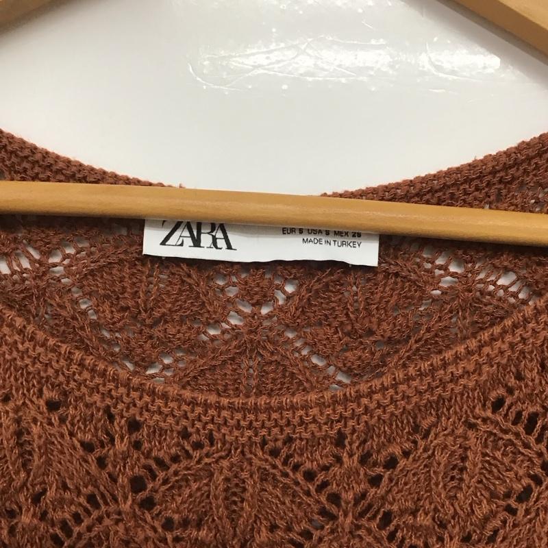 ザラ ZARA ニット、セーター 長袖 長袖ニットカットソー クルーネック セーター S 総柄 茶 / ブラウン /  レディース USED 古着 中古 10144208