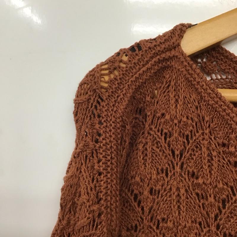 ザラ ZARA ニット、セーター 長袖 長袖ニットカットソー クルーネック セーター S 総柄 茶 / ブラウン /  レディース USED 古着 中古 10144208