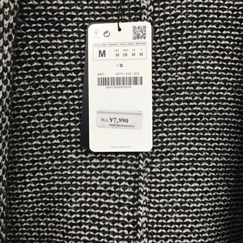 ザラニット ZARA KNIT ジャケット、上着 ジャケット、ブレザー 長袖ニットジャケット アウター カーディガン M 総柄 白 / ホワイト / X 黒 / ブラック /  レディース USED 古着 中古 10144304