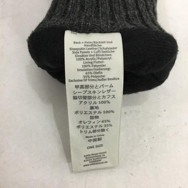 エディーバウアー Eddie Bauer ファッション小物 手袋 羊革 シープスキンレザー ニット 無地 黒 / ブラック / X 灰 / グレー /  メンズ USED 古着 中古 10144357