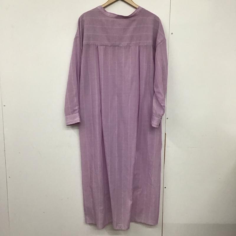 ローリーズファーム LOWRYS FARM ワンピース ロングスカート LF719006TK スキッパーシャツワンピース スリット FREE ストライプ 紫 / パープル /  レディース USED 古着 中古 10144369