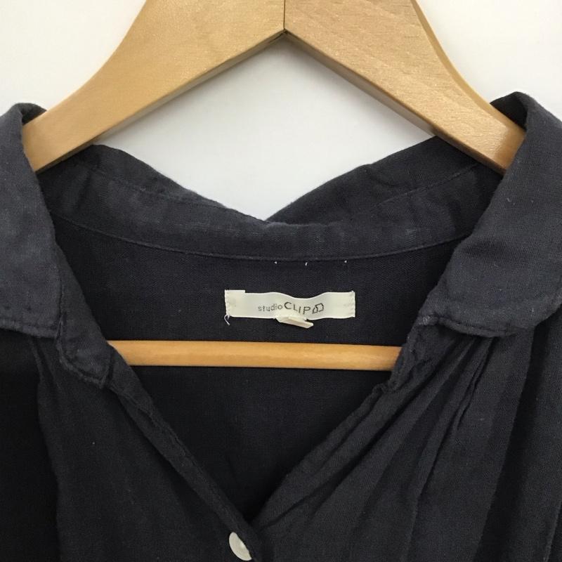 スタディオクリップ studio CLIP シャツワンピース 長袖 FS174002-1 コットン ガーゼ M 無地 紺 / ネイビー /  レディース USED 古着 中古 10144385