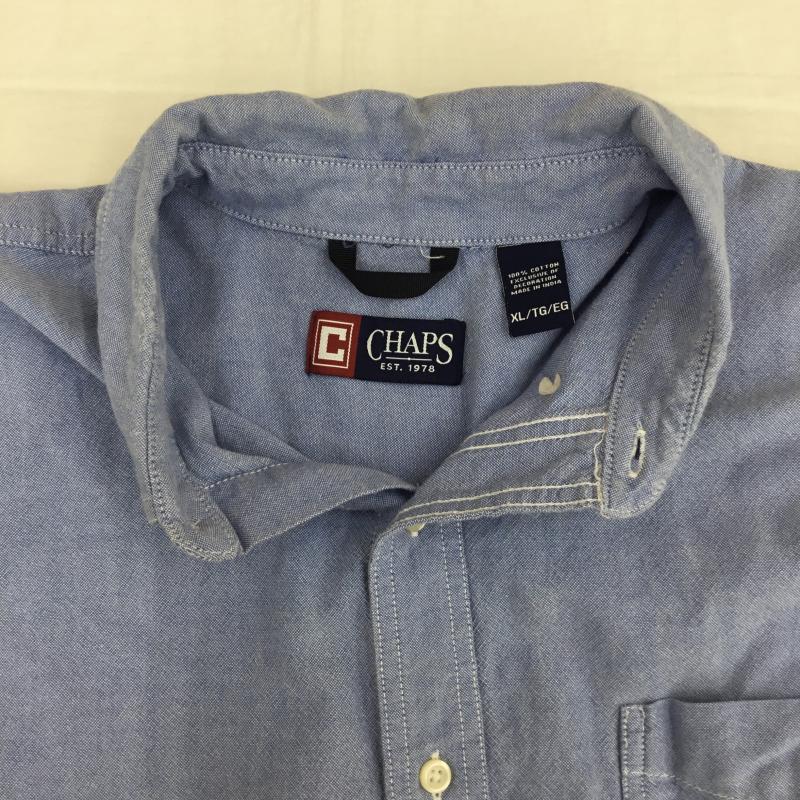 チャップス CHAPS シャツ、ブラウス 半袖 XL 刺繍 X ワンポイント 青 / ブルー /  メンズ USED 古着 中古 10144406