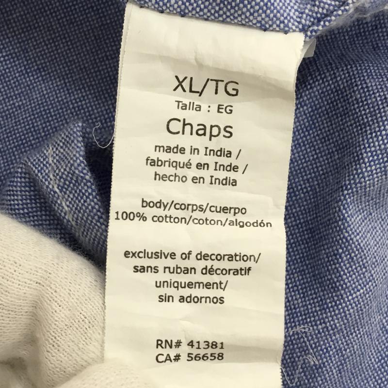 チャップス CHAPS シャツ、ブラウス 半袖 XL 刺繍 X ワンポイント 青 / ブルー /  メンズ USED 古着 中古 10144406